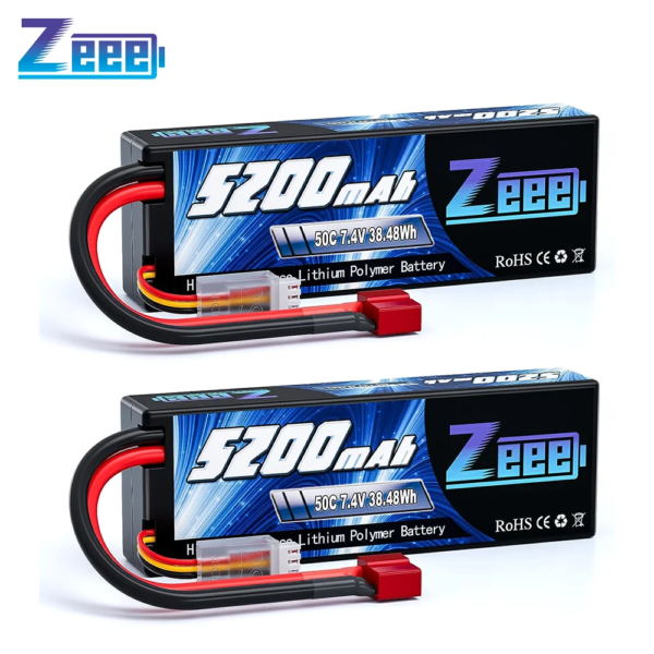 1/2pcs Zeee 2S 5200mAh Lipo Batteries 7.4V 50C Hardcase with T Plug for RC Car Truck Helicopter Drone Boat Racing Hobby Parts