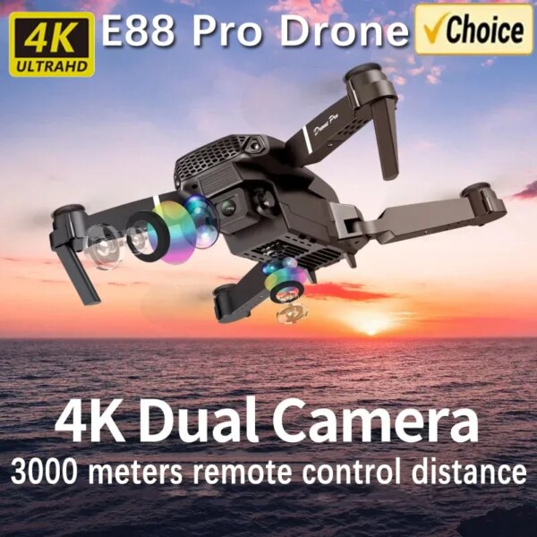 New E88Pro RC Drone 4K Professinal With 1080P Wide Angle Dual HD Camera Foldable RC Helicopter WIFI FPV Height Hold Apron Sell