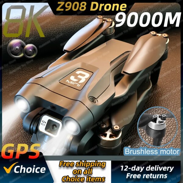 New Z908Max Dual8K GPS 9KM Professional Drone WIFI FPV Obstacle Avoidance Brushless Four-Axis Folding Rc Quadcopter Toy Gift