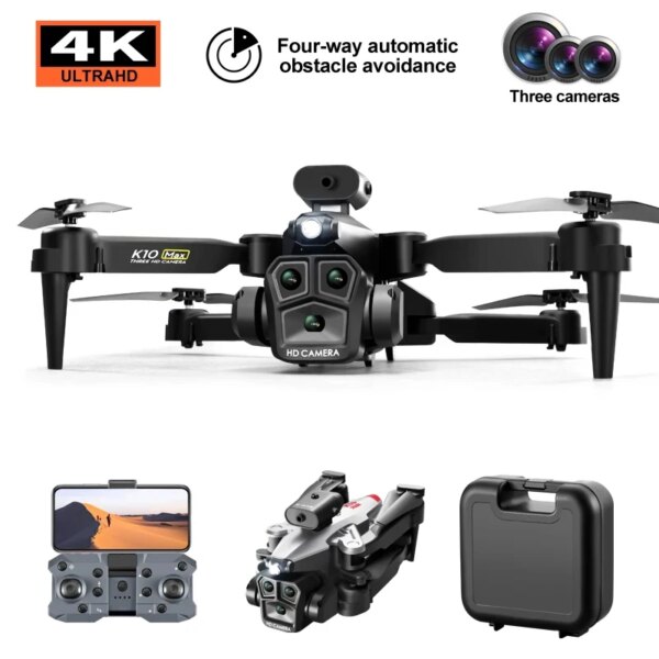 K10 Max/E88 Drone 4K High-Definition Three Camera Optical Flow Positioning Professional Aerial Photography Foldable Quadcopter