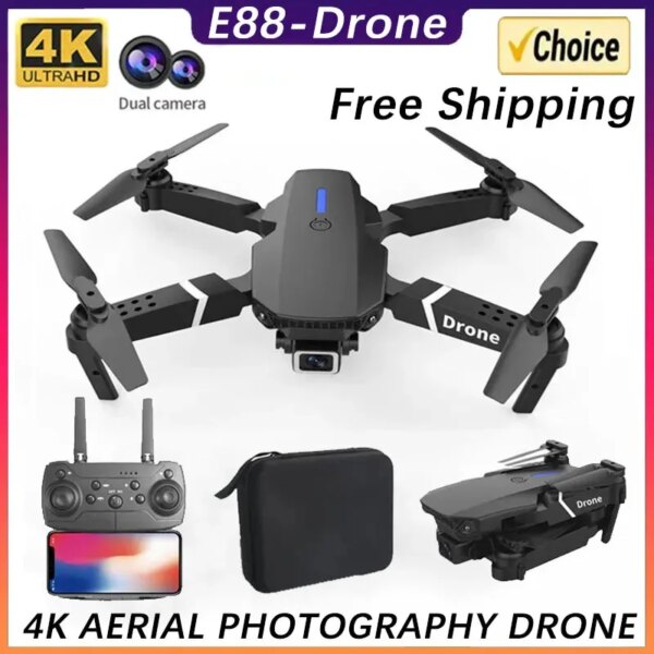 New E88Pro RC Drone 4K Professinal With 1080P Wide Angle Dual HD Camera Foldable RC Helicopter WIFI FPV Height Hold Apron Sell