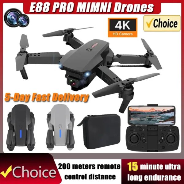 New E88Pro RC Drone 4K Professinal With 1080P Wide Angle Dual HD Camera Foldable RC Helicopter WIFI FPV Height Hold Apron Sell