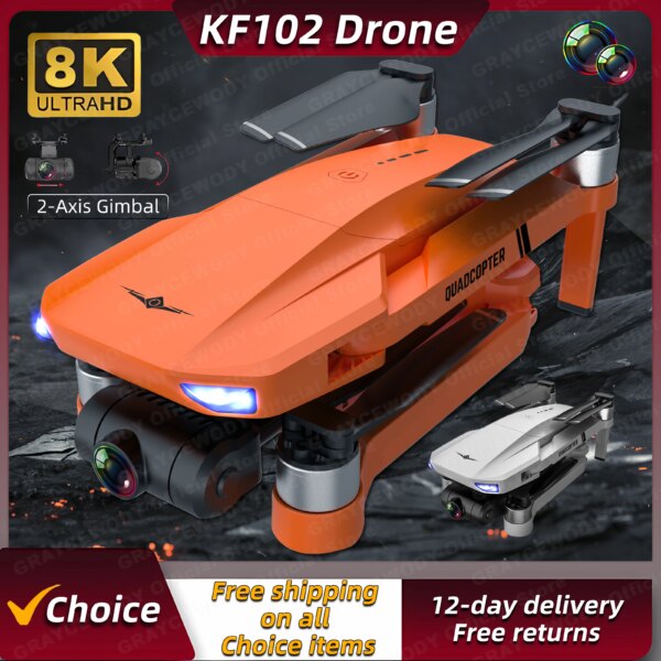 New KF102 GPS Drone 4k Profesional 8K HD Camera 2-Axis Gimbal Anti-Shake Aerial Photography Brushless Foldable Quadcopter 1.2km