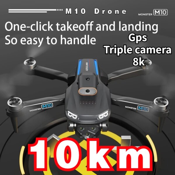 M10 Pro GPS Drone 8K Professinal 4K HD Camera Wide Angle Optical Flow Localization Brushless Motor RC Quadcopter 8KM Sell Lamp