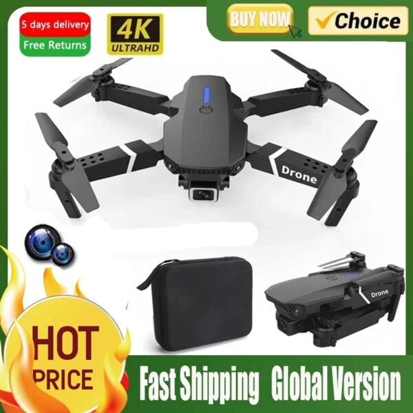 E88Pro RC Drone 4K Professinal With 1080P Wide Angle Dual HD Camera Foldable RC Helicopter WIFI FPV Height Hold Apron Sell Gift