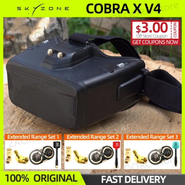 SKYZONE Cobra X V4 1280x720 5.8G 48CH Receiver Upgrade Of V2 Head Tracker DVR FPV Goggles Helmet With HDMI For RC FPV Drone