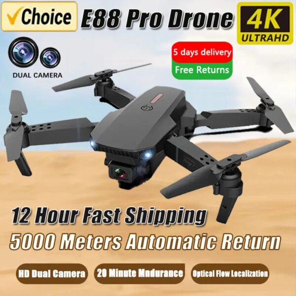 New E88Pro RC Drone 4K Professinal With 1080P Wide Angle Dual HD Camera Foldable RC Helicopter WIFI FPV Height Hold Apron Sell