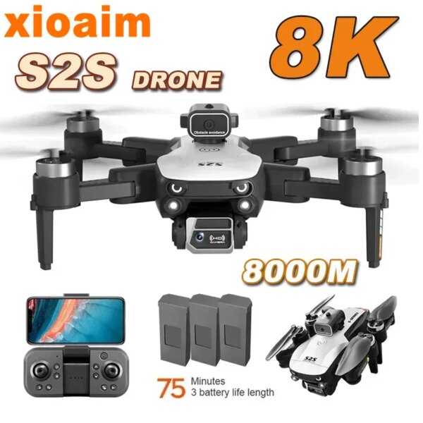 For Xiaomi S2S Drone 8K Profesional HD Aerial Photography Dual-Camera Omnidirectional Obstacle Brushless Avoidance Quadrotor Toy