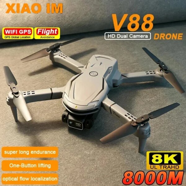 For Xiaomi V88 Drone Mini 8K 5G GPS Professional HD Aerial Photography Remote Control Aircraft HD Dual Camera Quadcopter