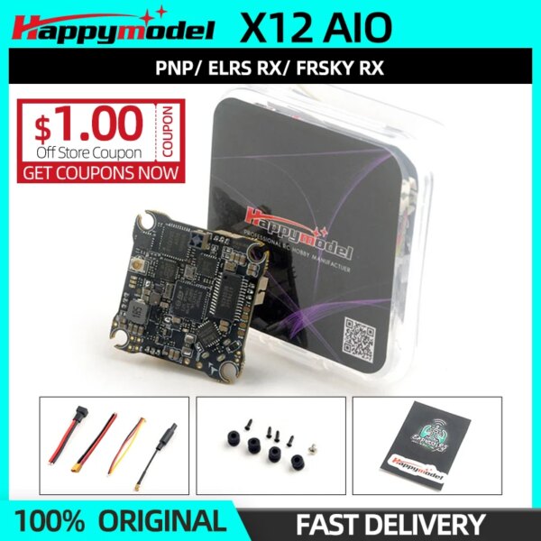 HappyModel X12 AIO 5IN1 Flight Controller 1-2S Integrated Built-in Receiver ELRS/FRSKY/FLYSKY OPENVTX For RC FPV Drone Mobula7