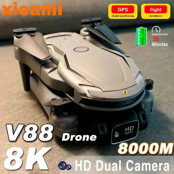 For Xiaomi New V88 Drone 8K 5G GPS Professional HD Aerial Photography Remote Control Aircraft HD Dual Camera Quadcopter Toy UAV