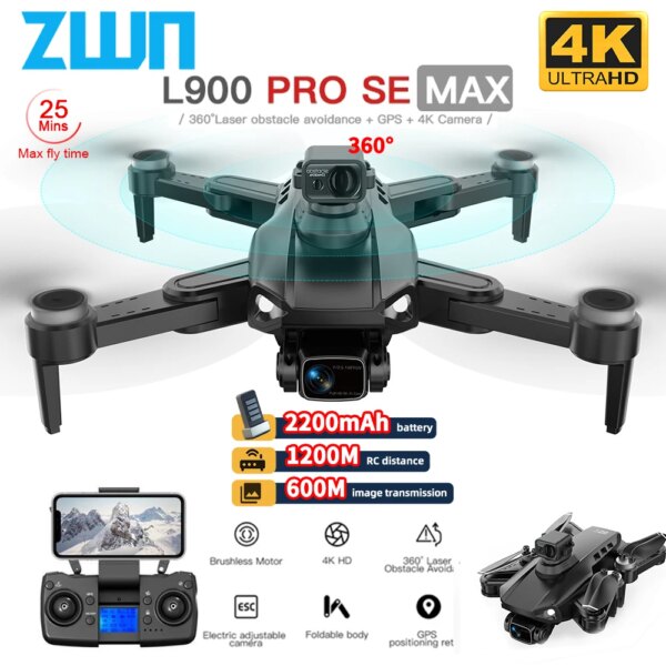 L900 Pro SE MAX Drone 4K Professional With Camera 5G WIFI 360 Obstacle Avoidance FPV Brushless Motor RC Quadcopter Mini Dron