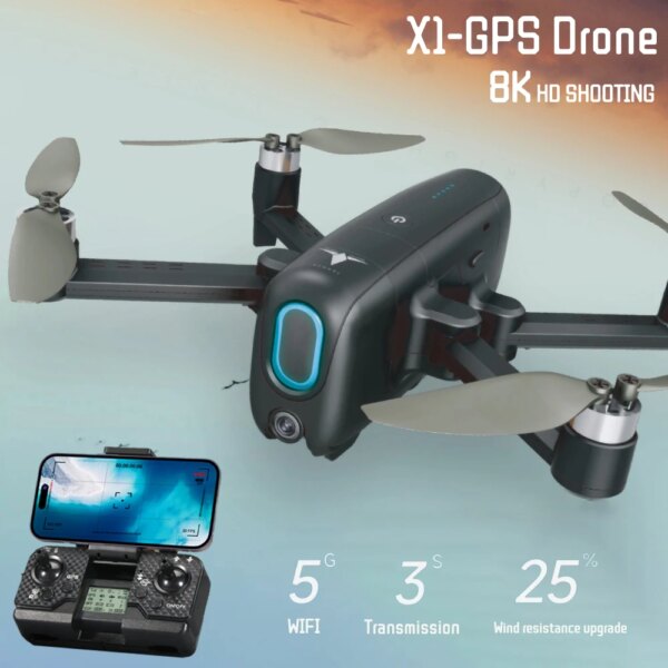 X1 Drone ESC 3-axis lens control aircraft GPS 360° automatic obstacle avoidance dron 8K Professional Drone With Double camera