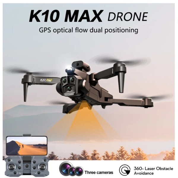 K10 Max/E88 Drone 4K Professional Aerial Photography High-Definition Three Camera Optical Flow Positioning Foldable Quadcopter