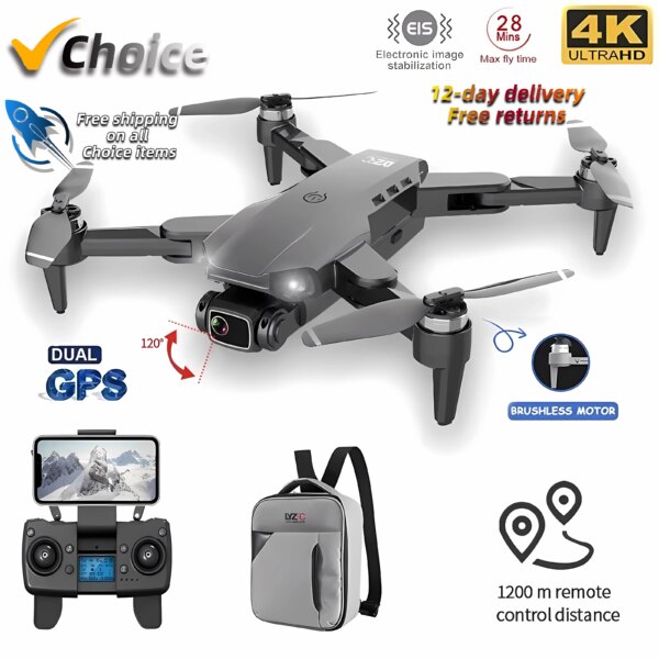 L900 PRO GPS Drone 4K HD Professional Dual Camera Aerial Stabilization Brushless Motor Foldable Quadcopter Helicopter RC 1200M