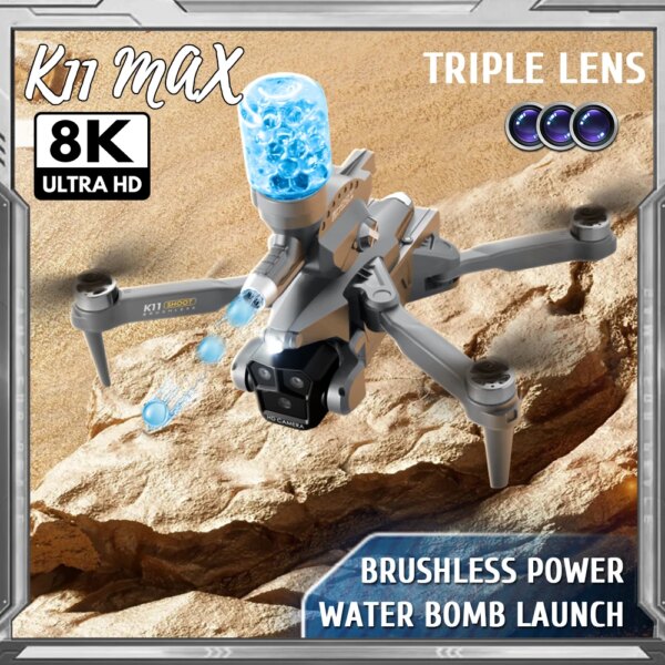 K11 Max Drone with Water Bombs Professional Aerial Photography Aircraft 8K Three Camera Obstacle Avoidance Foldable Quadcopter