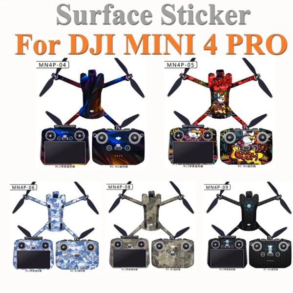 PVC Sticker For DJI MINI 4 PRO Drone Protective Film Waterproof Remote Decals Surface Covering Skin For DJI RC 2/RC N2 Accessory