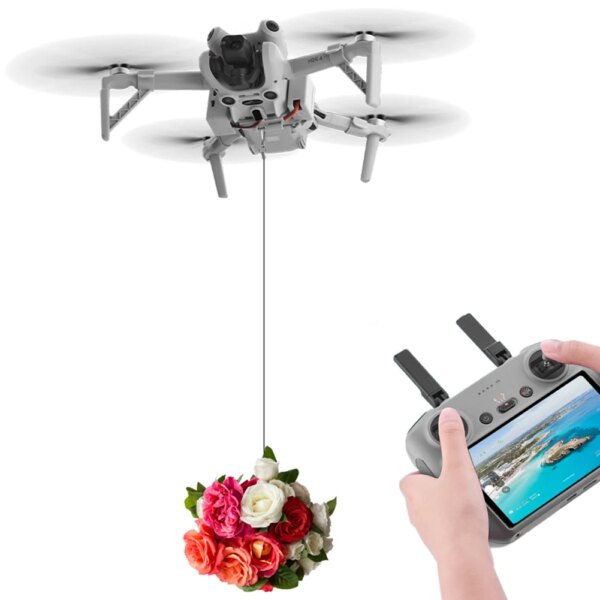 For DJI Mini 4 Pro Drone Airdrop Thrower System USB Charging Payload Delivery Thrower Drone Thrower for Fishing Wedding Search