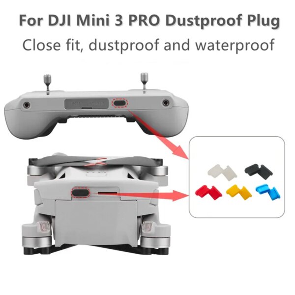 1Pair For DJI Mini 3 PRO Dust Plug RC/RC-N1 Battery Plug For DJI Mini3 Pro Charging Port Dust Plug Moisture-proof Protection