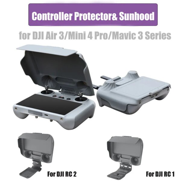 2 In 1 Screen Protector Shell For DJI Air 3/Mavic 3/Mini 4 Pro/3 Pro Remote Controller Sun Hood Sunshade Cover For RC 2/RC/RC N2