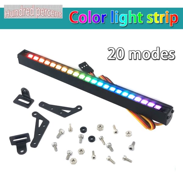 20 modes flicker RC Car Upgrade Parts LED Light Bar Bulbs Roof Lamp for 1/10 RC Crawler Traxxas TRX4 Axial SCX10 90046 D90 TF2