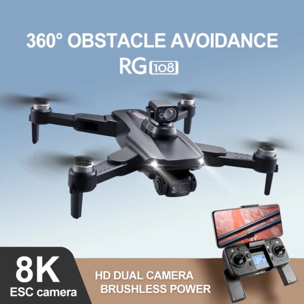 2022 NEW RG108 MAX Professional Drone 8K HD Dual Camera FPV 3Km GPS Aerial Photography Brushless Motor Foldable Quadcopter Toys