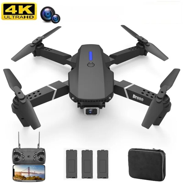 2022 New Quadcopter E88 Pro WIFI FPV Drone With Wide Angle HD 4K 1080P Camera Height Hold RC Foldable Quadcopter Dron Gift Toy