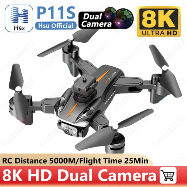 2023 Hot P11S Drone 8K 5G GPS Professional HD Aerial Photography Obstacle Avoidance UAV Four-Rotor Helicopter RC Distance 5000M