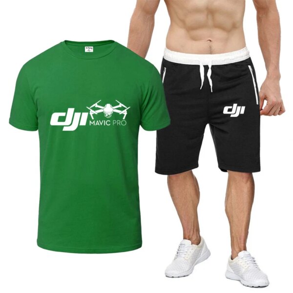 2023 Summer New Men Dji Professional Pilot Drone High Quality Comfortable Eight Color Short SleevedCasual Fashion Breathable Set