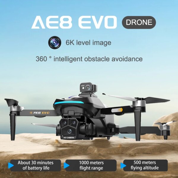 2024 AE8 EVO GPS Positioning 6K HD Three Camera Drone Aerial Photography 360° Obstacle Avoidance Photography Positioning Toy