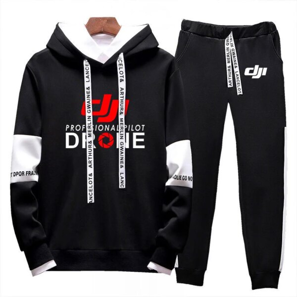 2024 Dji Drone Professional Pilot Versatile Men New Spring and Autumn Fashion Printing Hoodie + Trousers Lace-up 2-piece Suits