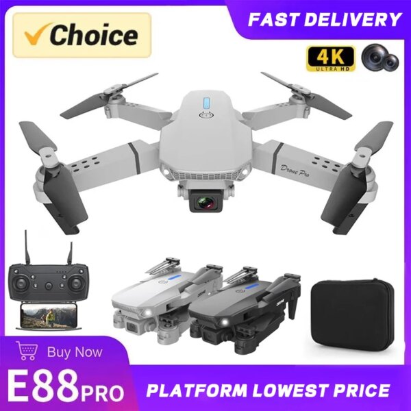 2024 E88Pro RC Drone 4k Profesional HD Airplane Dual-Camera Wide-Angle Head Remote Quadcopter Airplane Toy Helicopter Dron Toy