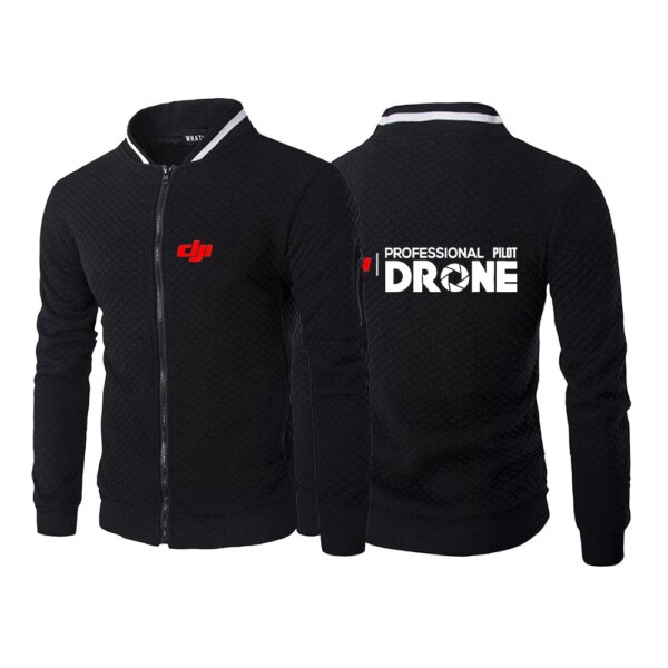 2024 New Men Dji Drone  Professional Pilot Spring Autumn Printing Casual Fashion Simple Six-color Zipper Round Neck Coat Tops