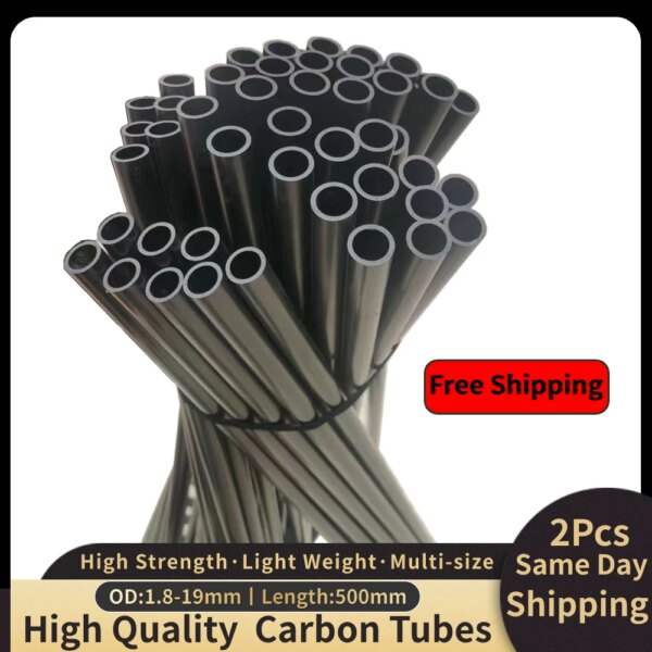 2pcs 500mm Length Carbon Fiber Tube OD1.8 2 2.5 3 4 4.5 4.7 5 5.5 5.8mm High Hardness Composite Materials For Drone Accessories