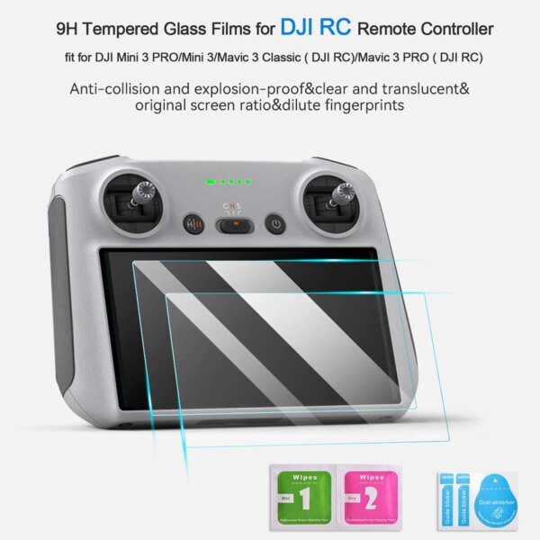 2pcs 9H Tempered Glass Films for DJI Mini 3 PRO/Mini 3/Mavic 3 PRO/Mavic 3 Classic for RC Control Screen Protector HD Films