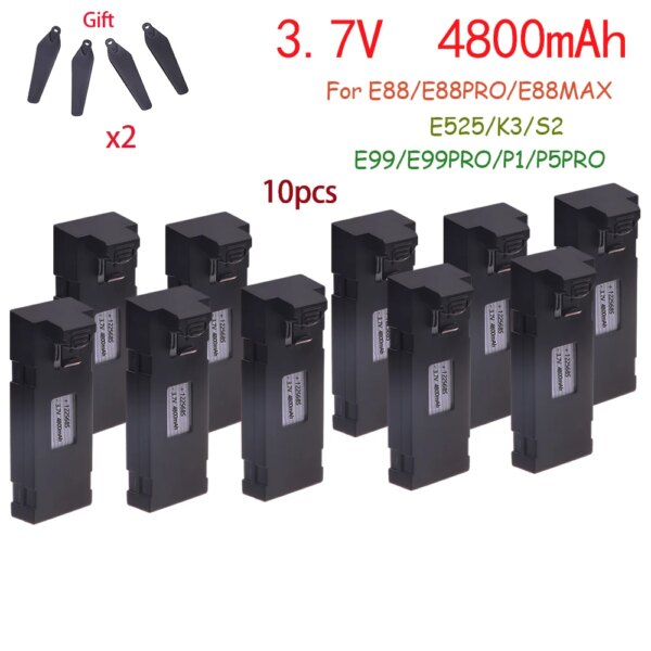 3.7V 4800mAh 20C RC Drone Battery Accessory For E88 E88PRO E99 Ls-E525 E525 PRO Mini Uav Drone Battery Special Battery Rc Parts