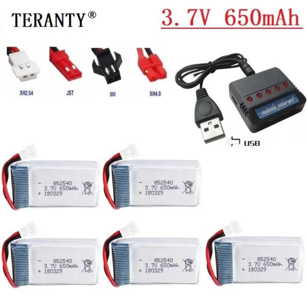 3.7v 650mah Li-Po Battery + Charger Units For Syma X5c X5c-1 X5 H5c RC Quadcopter Spare Parts 852540 Drone Rechargeable battery