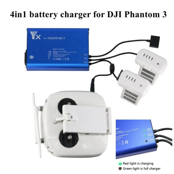 4 in 1 Parallel Power Hub Intelligent Battery Controller Charger for DJI Phantom 3 Standard Professional Advanced SE FPV Drone