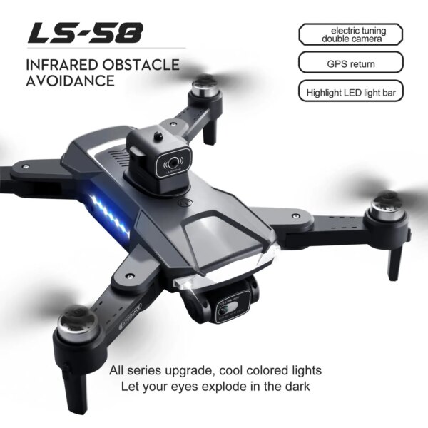 5G GPS LSRC-LS58 RC Drone With Camera HD Wifi Fpv Professional Foldable Quadcopter 1KM Photography RC Drones Toys for boys 14Y