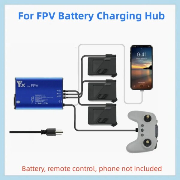 5in1 Charging Hub For FPV Battery Charger Hub for FPV Drone Controller/Battery/Smart Phone Charger