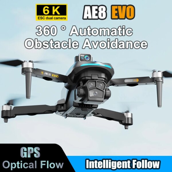 AE8 EVO Drone 4K Professional GPS With Dual Camera Positioning Aerial Photography Laser 360° Obstacle Avoidance 5G Transmission