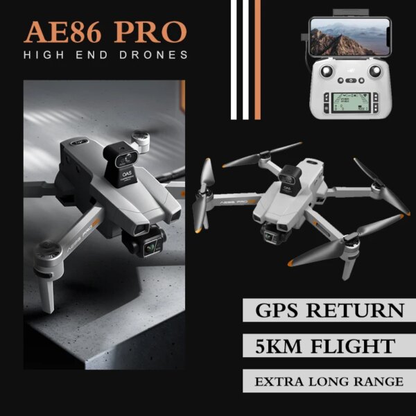 AE86 Pro Max drone 3-channel 360 degree obstacle avoidance remote control aircraft 4k aerial photography aircraft adult toy