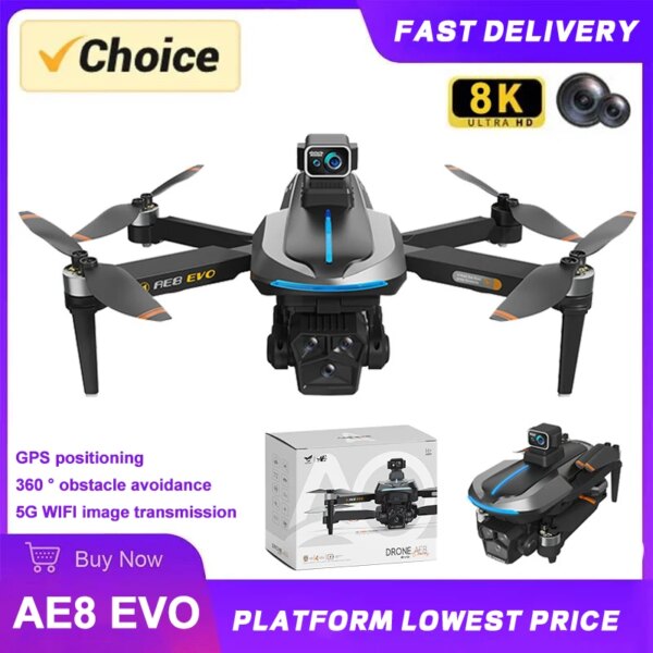 AE8EVO Drone with Camera 8K Professional GPS Positioning Four Camera Aerial Photography 360° Obstacle Avoidance Quadcopter Dron