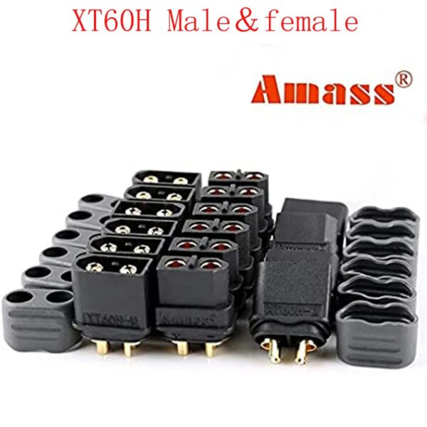 AMASS 5/10Pair XT60H (XT60 Upgrade) Male Female Bullet Nickel-plated Connectors Power Plugs with Sheath for RC Parts