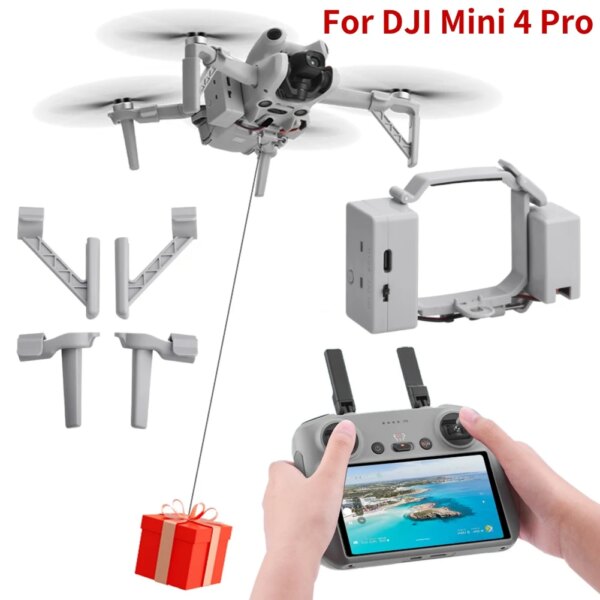 Airdrop System for DJI Mini 4 Pro Drone USB Charging Air-dropping Dropper Sea Fishing Gift Wedding Ring Rescue Deliver Thrower