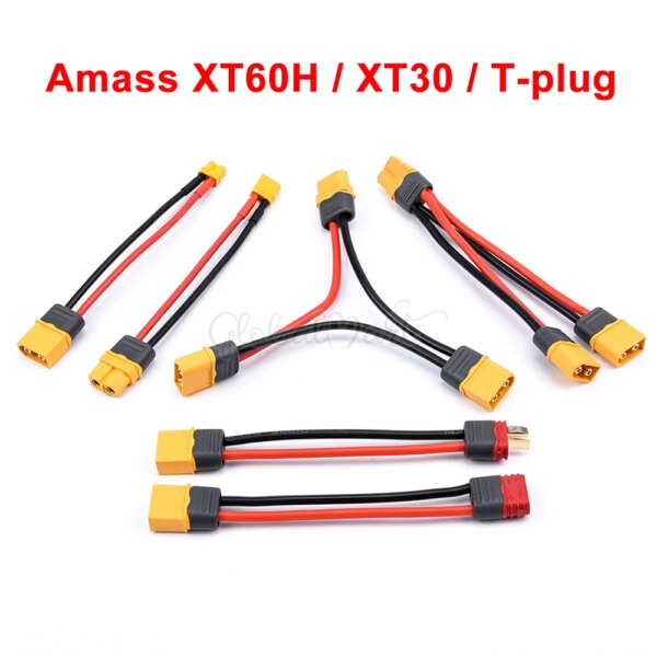 Amass Cable XT60 XT60H Male Plug to Female T Plug / XT30 Connector 14AWG 16AWG for RC Model Drone Adapter Wirings Spare Parts