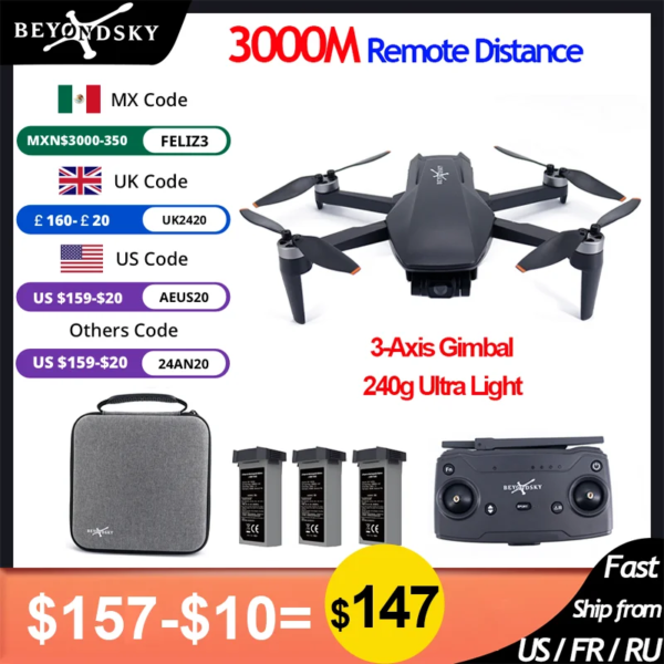 B5 Mini 4K PRO GPS Drone with Camera 3-Axis Gimbal FPV Quadcopter 3KM 26mins Flight RC Helicopter 240g Mini Camera Drone