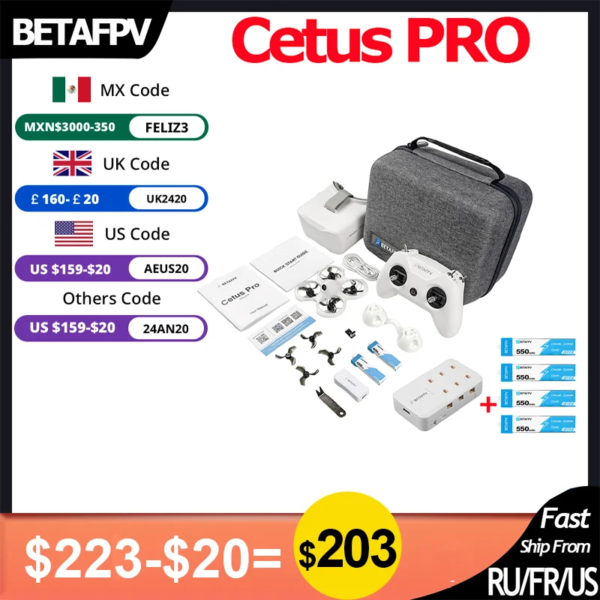 BETAFPV Cetus Pro FPV Kit Racing Drone Brushless FPV Quadcopter HD VR02 Goggles 5.8G Transmitter for Frsky D8 Protocol RC Drone