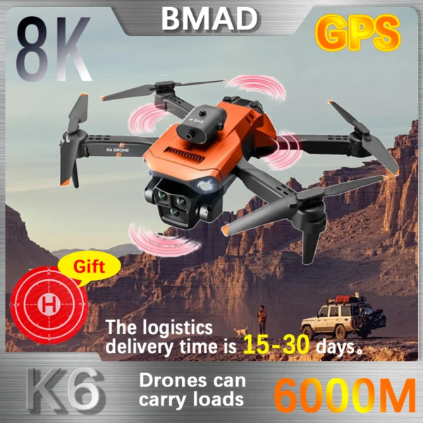 BMAD 2023 New K6 Max RC Drone Three HD Camera 4K Professional Obstacle Avoidance Optical Flow Positioning Dron Wifi 5G Toy Gift