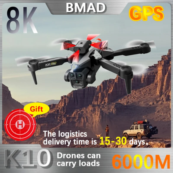 BMAD New K10 Max Drone Professional Aerial Photography Aircraft Three-Camera Obstacle Avoidance Foldable Quadcopter Toy Gift